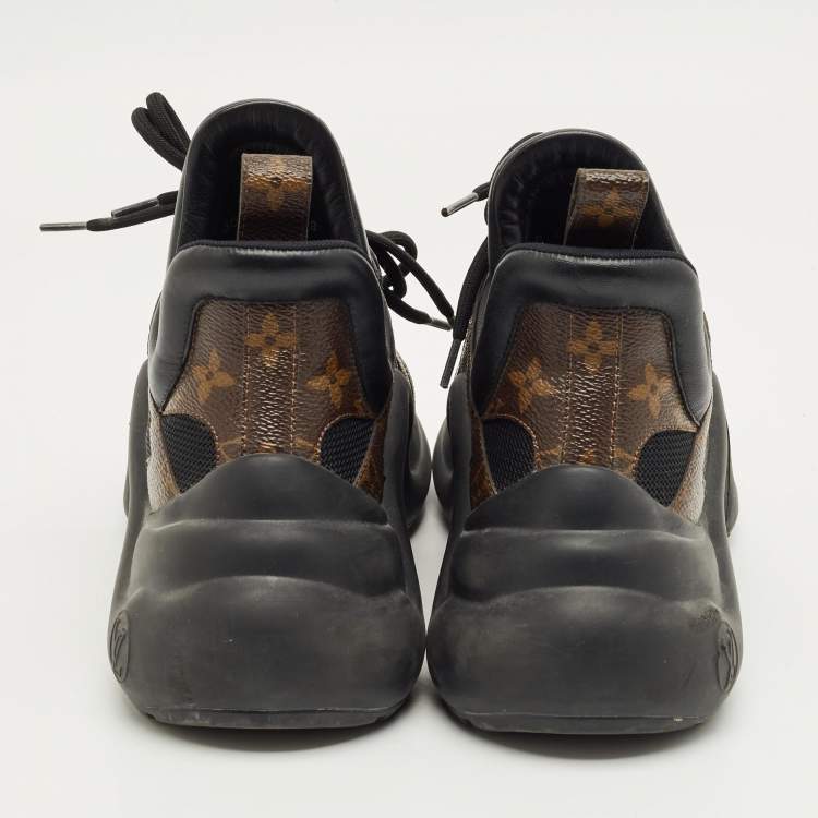 Pre Owned Louis Vuitton Black Mesh and Monogram Canvas Archlight Sneakers Size 39