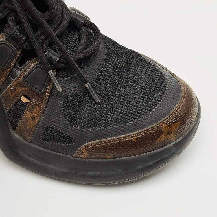 Pre Owned Louis Vuitton Black Mesh and Monogram Canvas Archlight Sneakers Size 39
