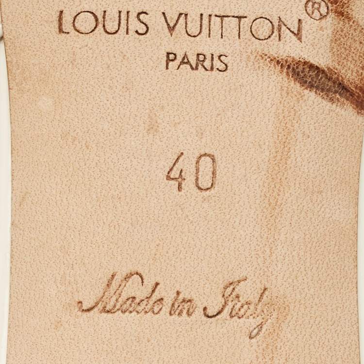 Pre Owned Louis Vuitton Cream Patent Leather Slingback Pumps Size 40