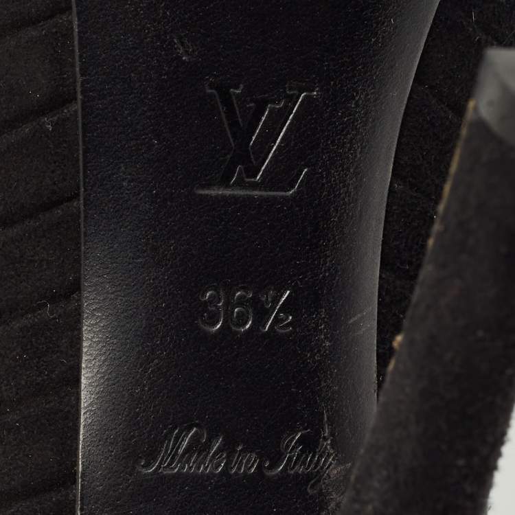 Pre Owned Louis Vuitton Black Suede Oh Really! Peep Toe Pumps Size 36.5