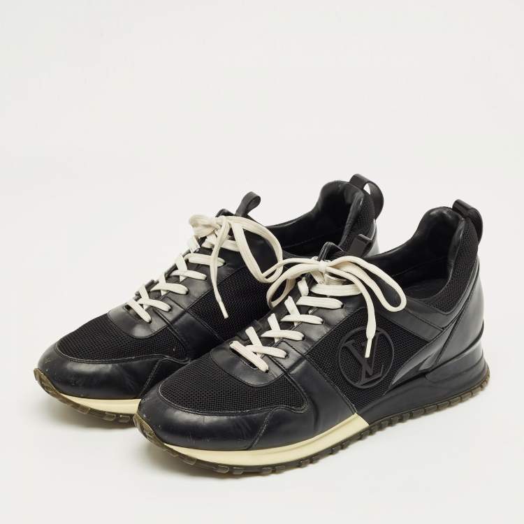 Pre Owned Louis Vuitton Black Leather and Mesh Run Away Sneakers Size 39.5