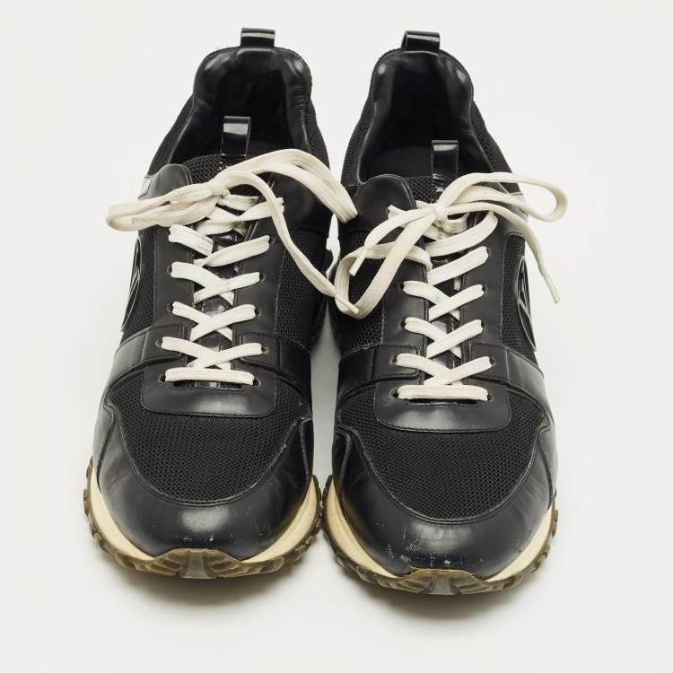 Pre Owned Louis Vuitton Black Leather and Mesh Run Away Sneakers Size 39.5