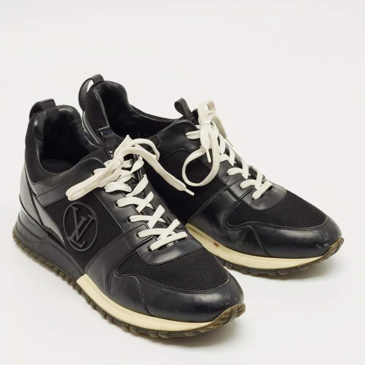 Pre Owned Louis Vuitton Black Leather and Mesh Run Away Sneakers Size 39.5