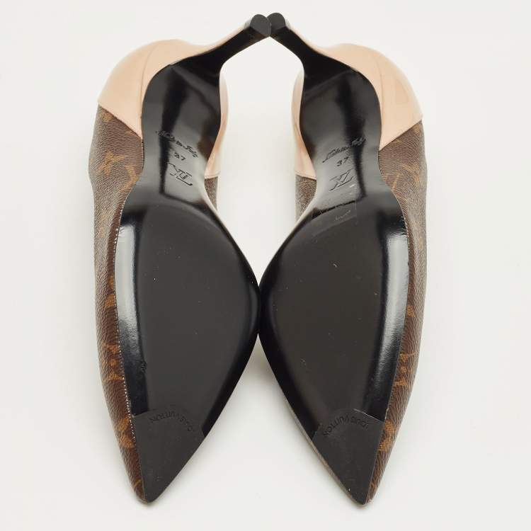 مملوكة مسبقًا Louis Vuitton Brown/Beige Monogram Coated Canvas and Patent Leather Chérie Pumps Size 37