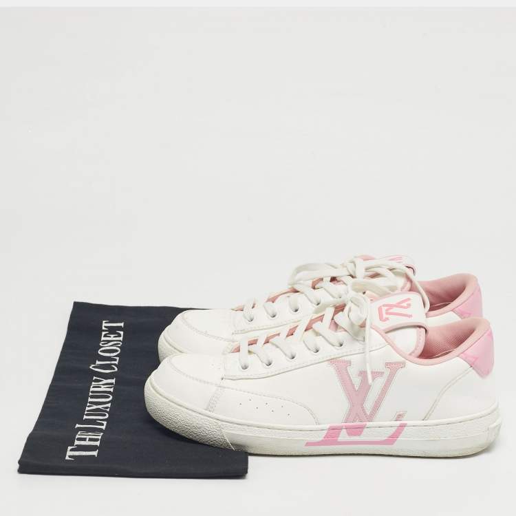 Pre Owned Louis Vuitton White/Pink Leather Charlie Low Top Sneakers Size 37