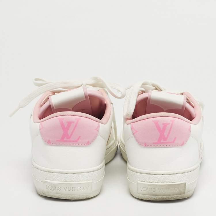 Pre Owned Louis Vuitton White/Pink Leather Charlie Low Top Sneakers Size 37