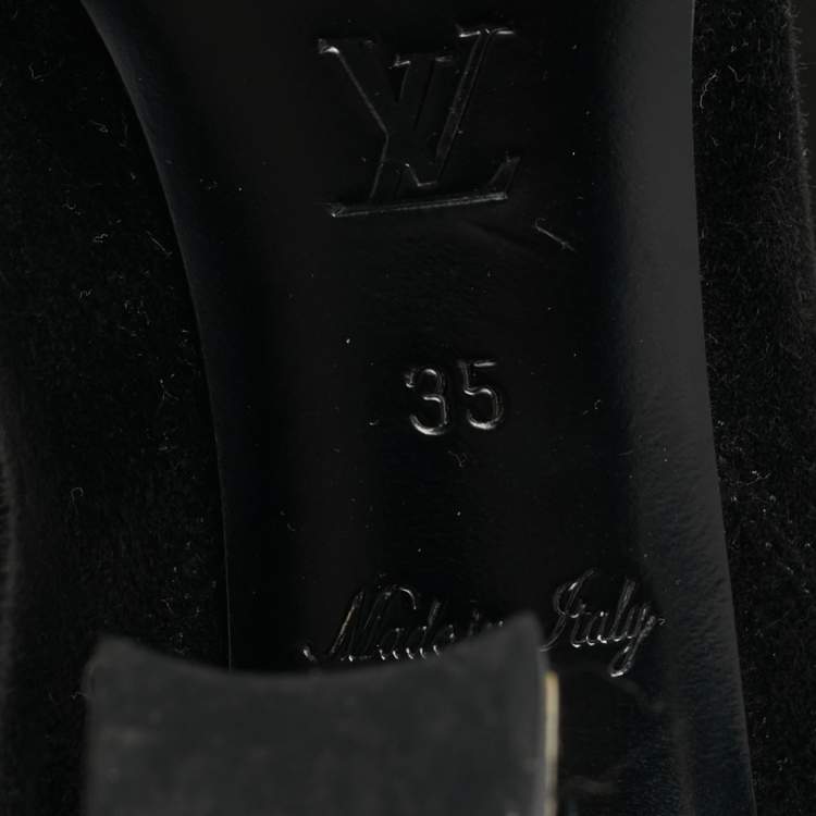 Pre Owned Louis Vuitton Black Suede Knee Length Boots Size 35