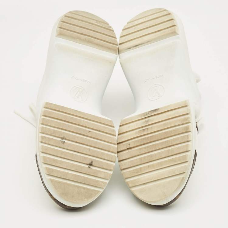 Pre Owned Louis Vuitton White Mesh and Monogram Canvas Archlight Sneakers Size 37