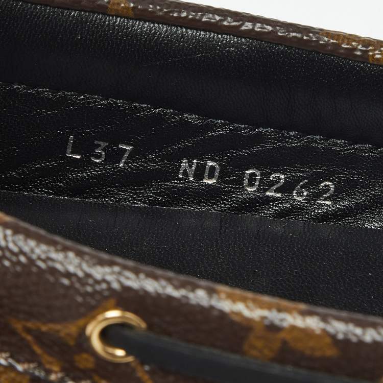 Pre Owned Louis Vuitton Brown Monogram Canvas and Leather Gloria Loafers Size 37