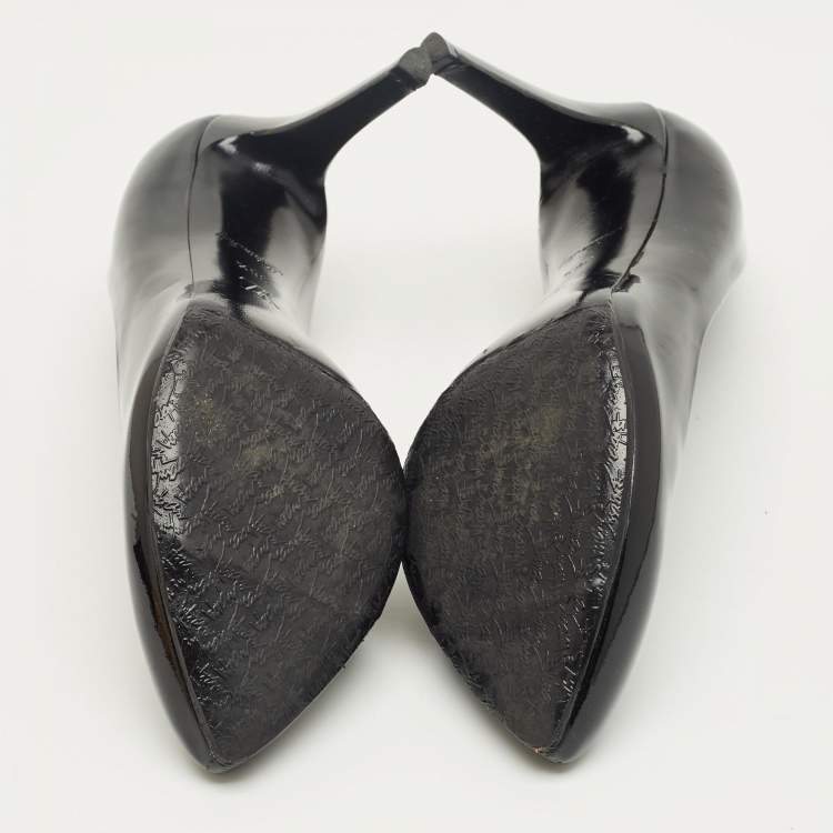 Pre Owned Louis Vuitton Black Patent Leather Lock It Pumps Size 36.5