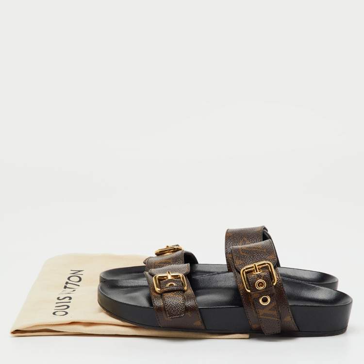 Pre Owned Louis Vuitton Monogram Canvas Bom Dia Flat Sandals Size 36