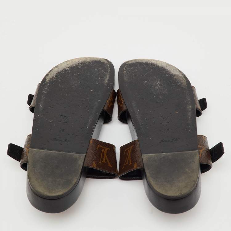 Pre Owned Louis Vuitton Monogram Canvas Bom Dia Flat Sandals Size 36