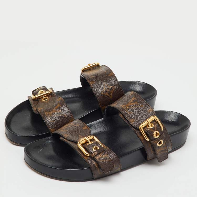 Pre Owned Louis Vuitton Monogram Canvas Bom Dia Flat Sandals Size 36