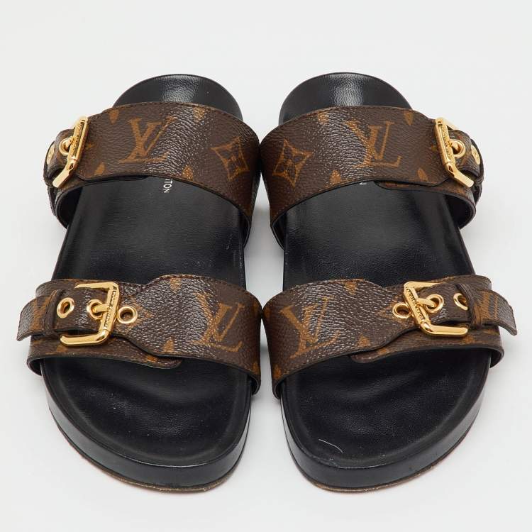 Pre Owned Louis Vuitton Monogram Canvas Bom Dia Flat Sandals Size 36