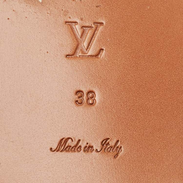 Pre Owned Louis Vuitton Monogram Canvas Lock It Flat Slides Size 38