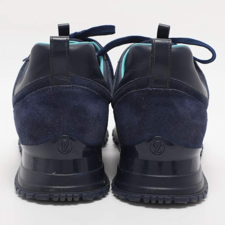 مملوكة مسبقًا Louis Vuitton Blue Suede And Leather Run Away Low Top Sneakers Size 39.5