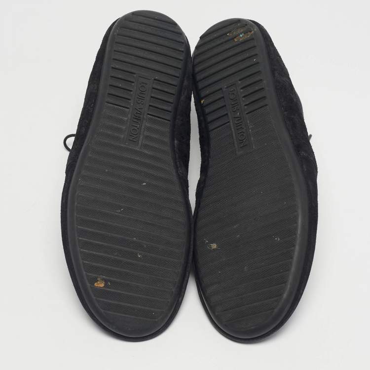 Pre Owned Louis Vuitton Black Monogram Suede Lace Up Sneakers Size 36