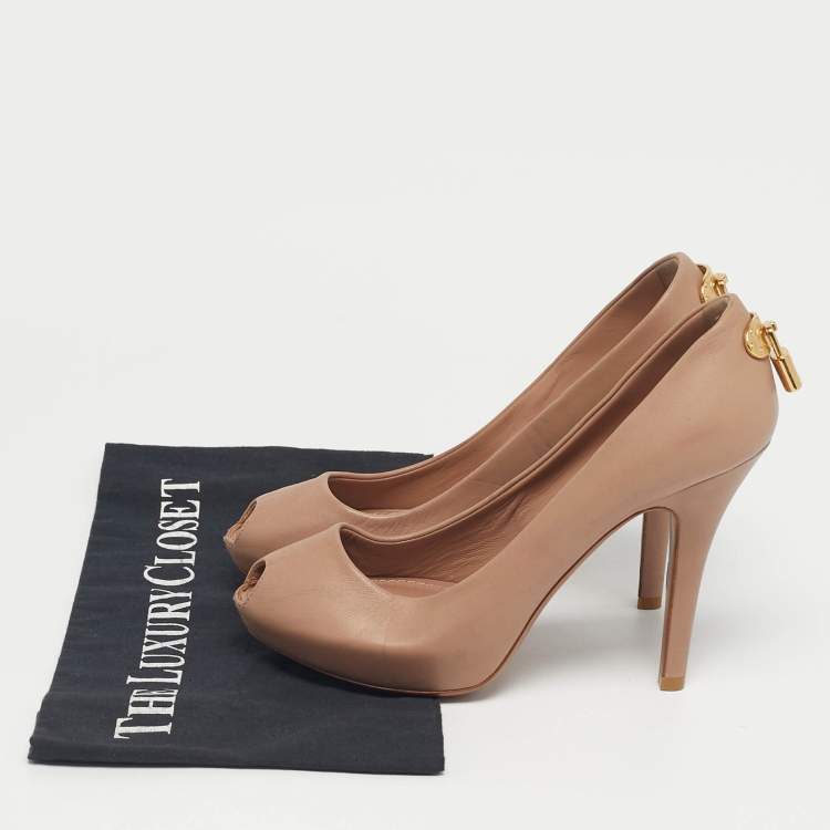Pre Owned Louis Vuitton Beige Leather Oh Really! Peep Toe Pumps 35.5
