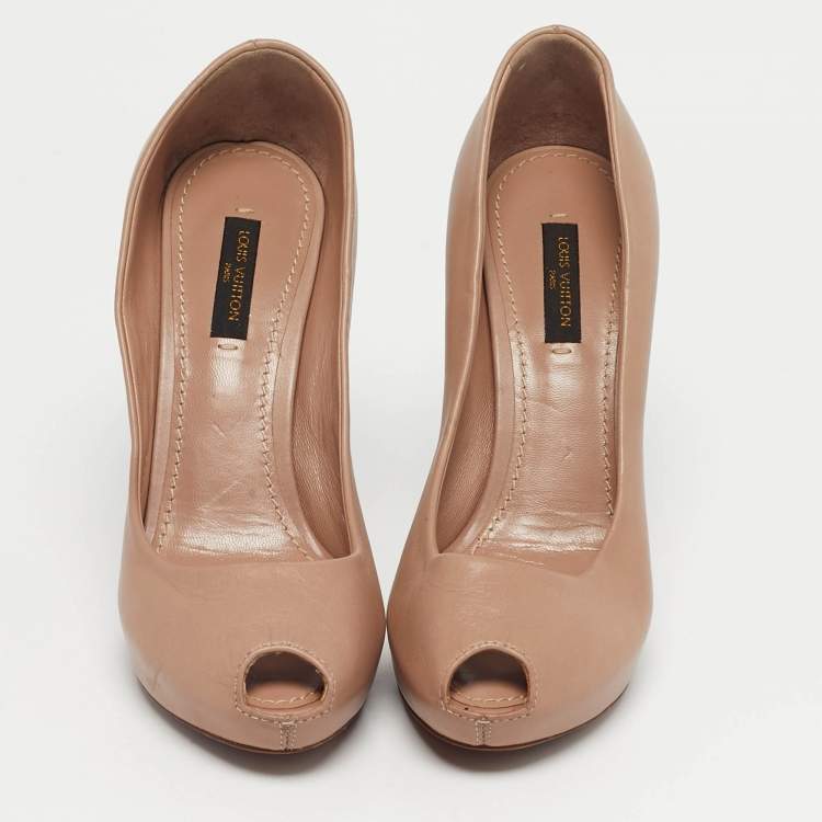 Pre Owned Louis Vuitton Beige Leather Oh Really! Peep Toe Pumps 35.5