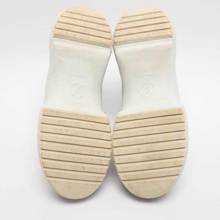 Pre Owned Louis Vuitton White/Brown Canvas and Mesh Archlight Sneakers Size 38.5