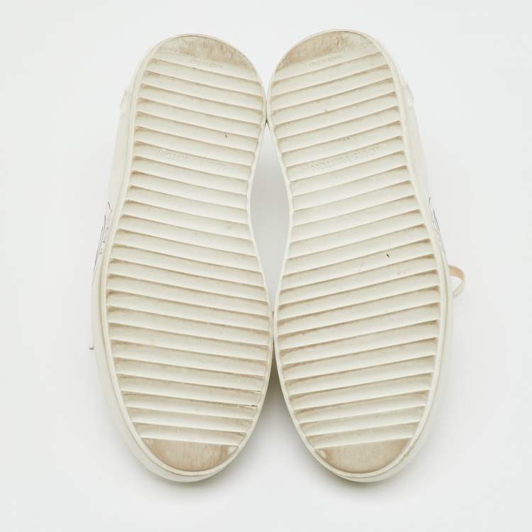 Pre Owned Louis Vuitton White Leather Lace Up Mule Sneakers Size 38