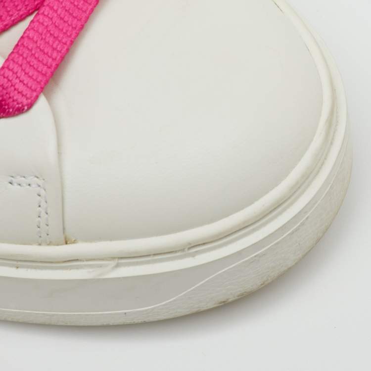 Pre Owned Louis Vuitton White Leather Lace Up Mule Sneakers Size 38