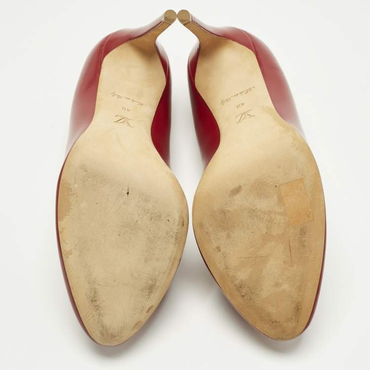 Pre Owned Louis Vuitton Red Leather Dice Pumps Size 40