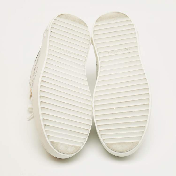 Pre Owned Louis Vuitton White/Black Leather Time Out Sneakers Size 38