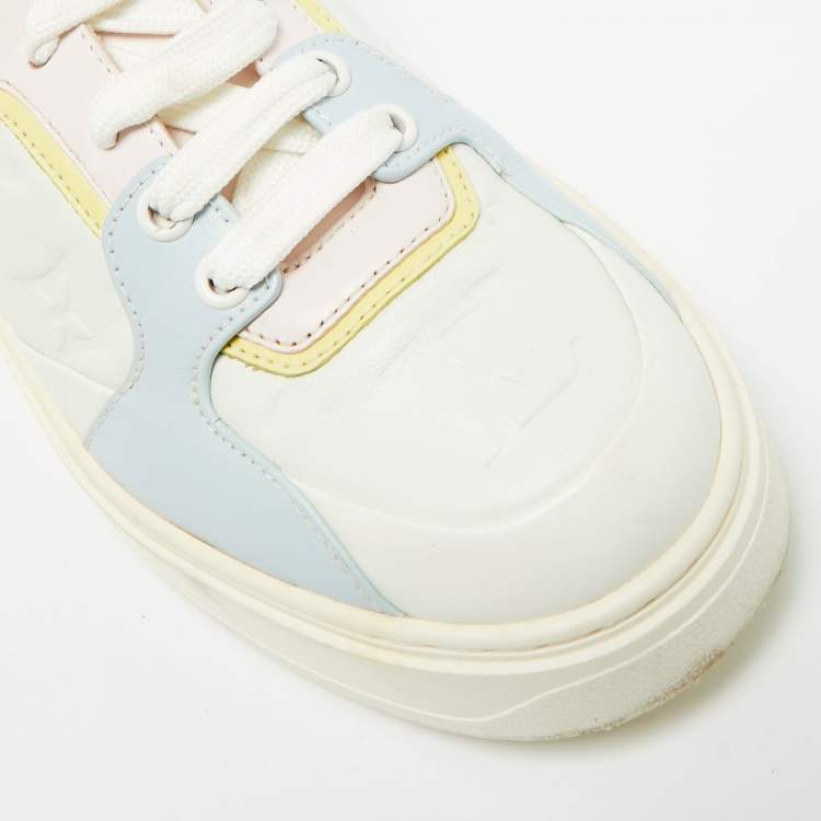 Pre Owned Louis Vuitton Multicolor Monogram Leather Time Out Lace Up Sneakers Size 37