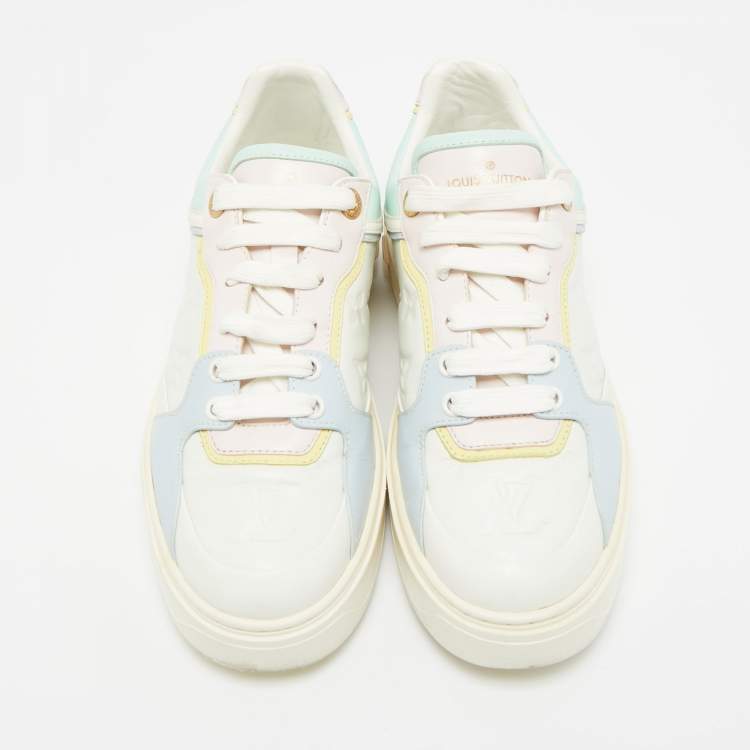 Pre Owned Louis Vuitton Multicolor Monogram Leather Time Out Lace Up Sneakers Size 37