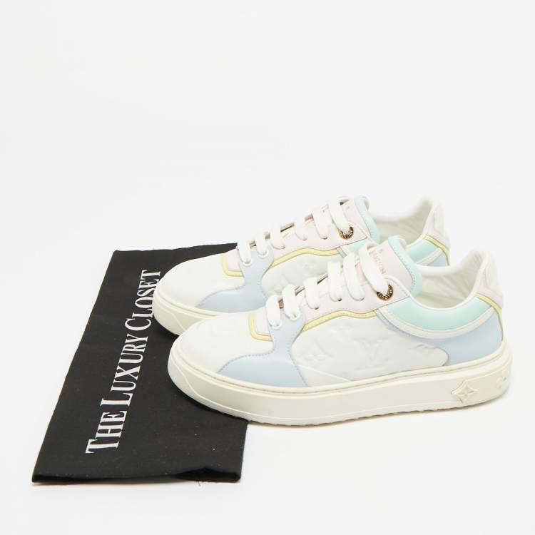 Pre Owned Louis Vuitton Multicolor Monogram Leather Time Out Lace Up Sneakers Size 37