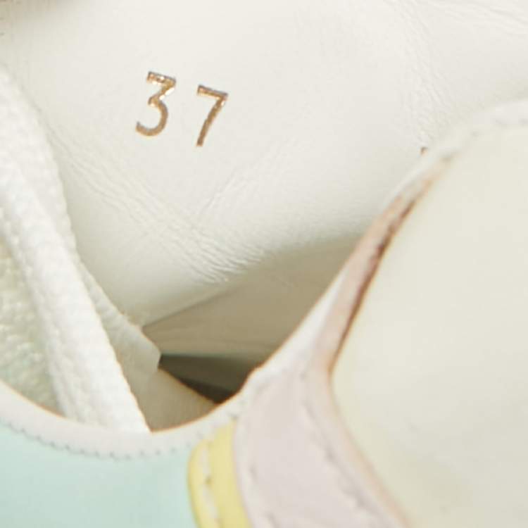 Pre Owned Louis Vuitton Multicolor Monogram Leather Time Out Lace Up Sneakers Size 37