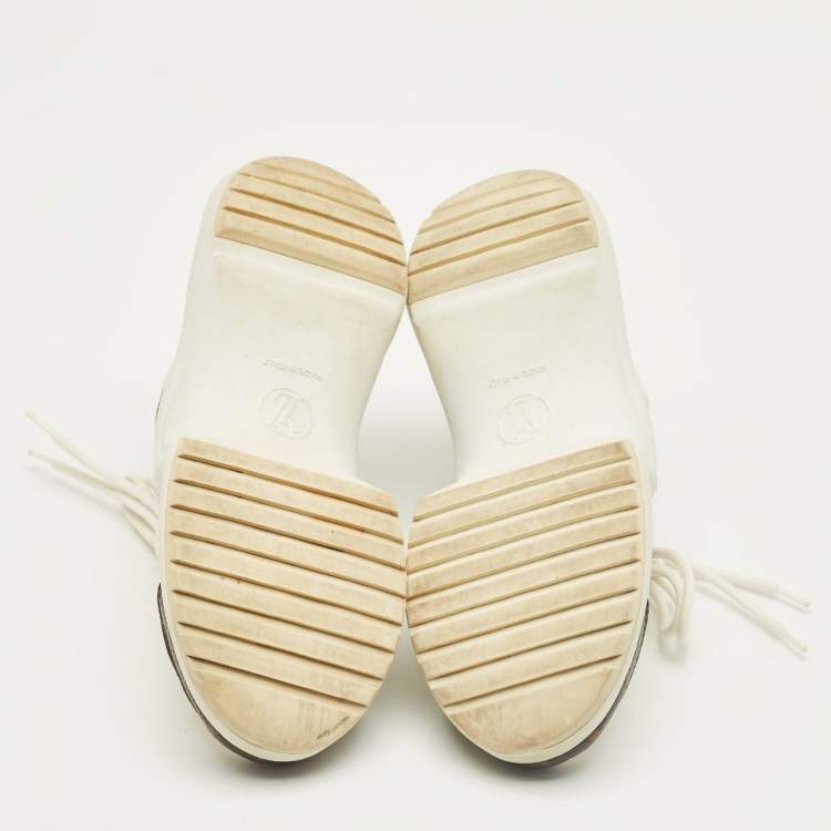 Pre Owned Louis Vuitton White/Brown Mesh and Monogram Canvas Archlight Sneakers Size 36.5