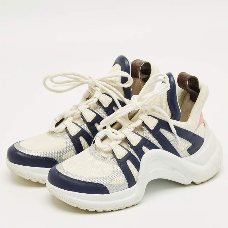 مملوكة مسبقًا Louis Vuitton Multicolor Leather and Mesh Archlight Lace Up Sneakers Size 37.5