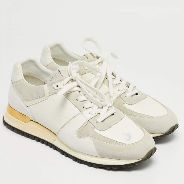 Pre Owned Louis Vuitton White Leather and Suede Run Away Lace Up Sneakers Size 39.5