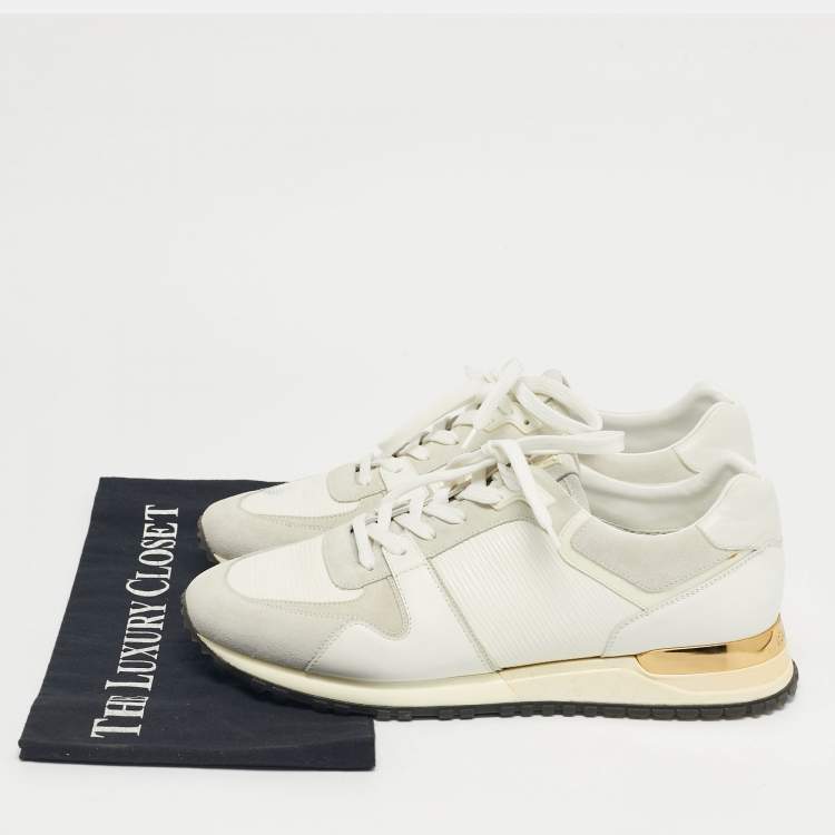 Pre Owned Louis Vuitton White Leather and Suede Run Away Lace Up Sneakers Size 39.5