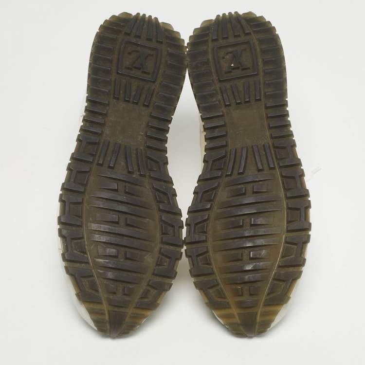 Pre Owned Louis Vuitton White Leather and Suede Run Away Lace Up Sneakers Size 39.5