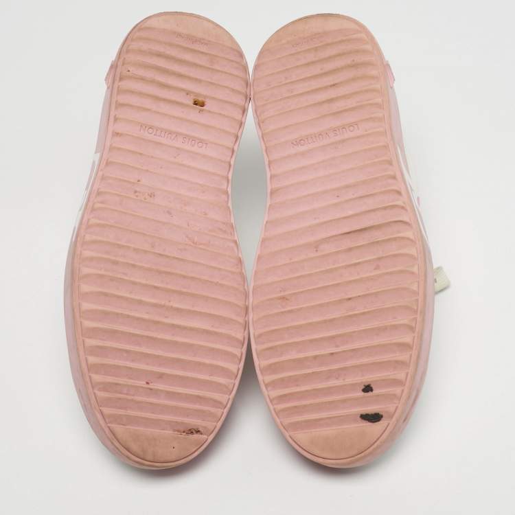 مملوكة مسبقًا Louis Vuitton White/Pink Leather Time Out Low Top Sneakers Size 39
