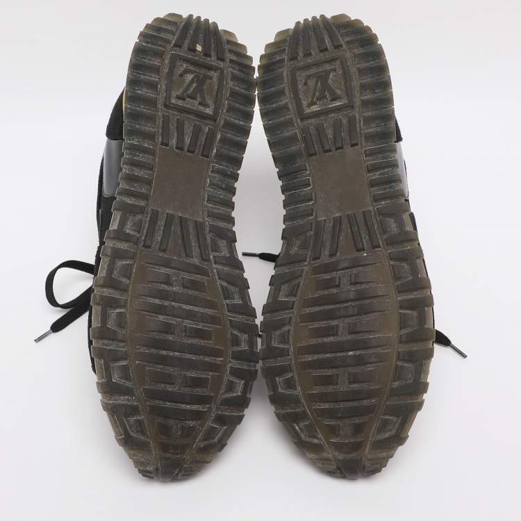 Pre Owned Louis Vuitton Black/Brown Mesh and Monogram Canvas Run Away Sneakers Size 40