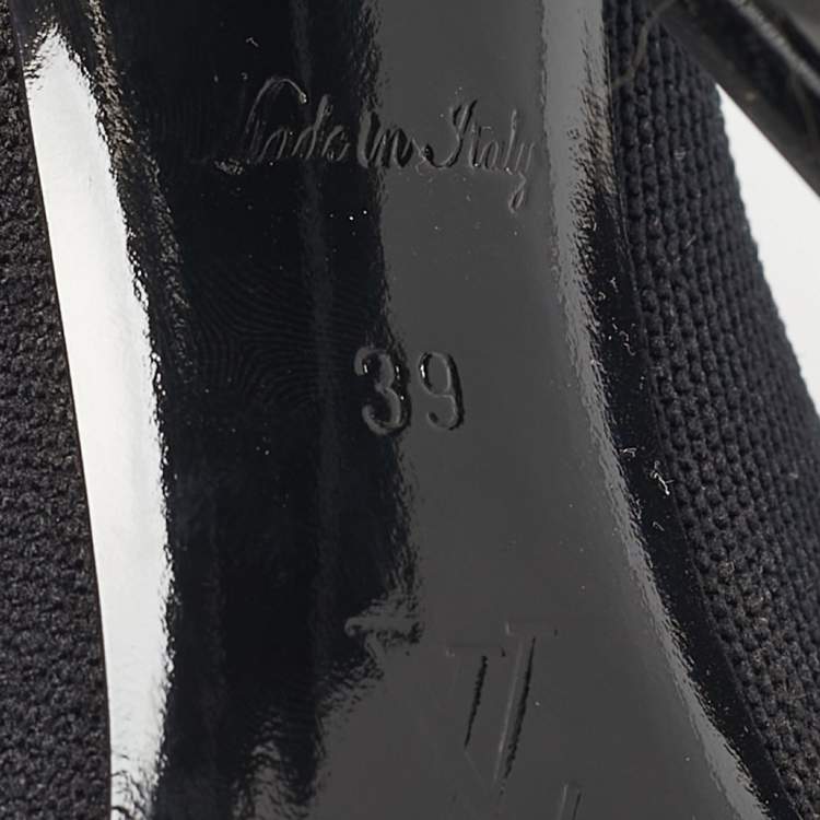 Pre Owned Louis Vuitton Black Knit Fabric LV Black Heart Sock Ankle Boots Size 39