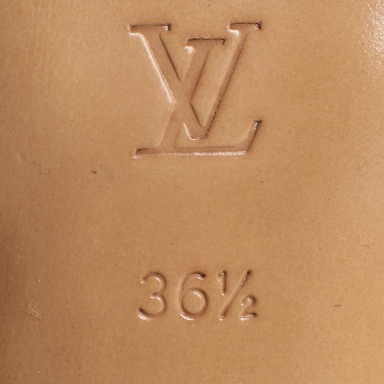 Pre Owned Louis Vuitton Yellow Patent Leather Strappy Slingback Sandals Size 36.5