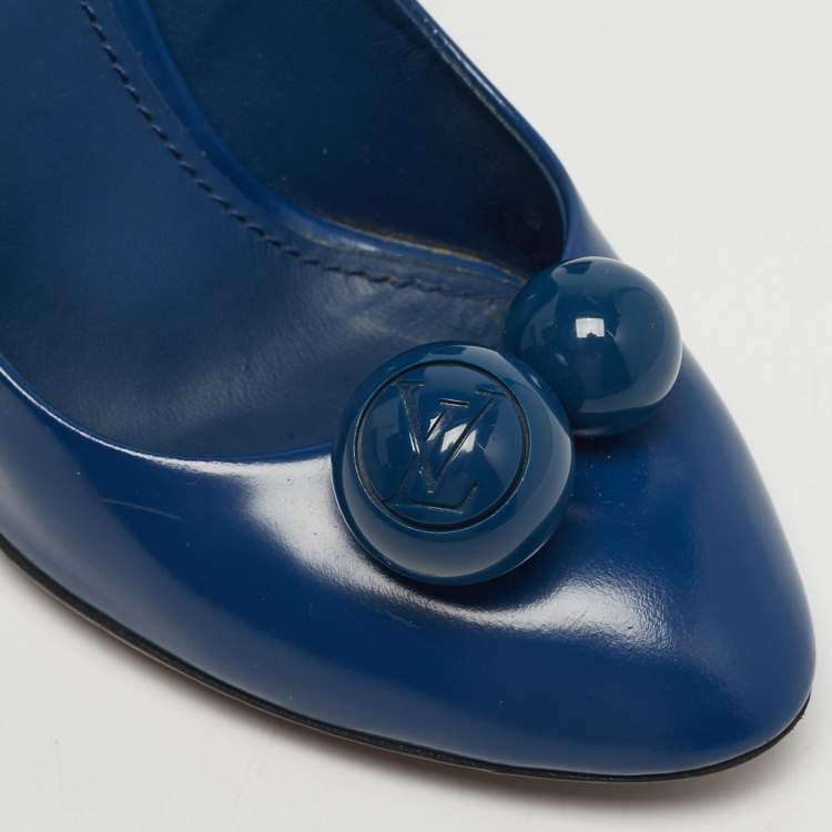 Pre Owned Louis Vuitton Blue Leather Betty Embellished Pumps Size 37.5