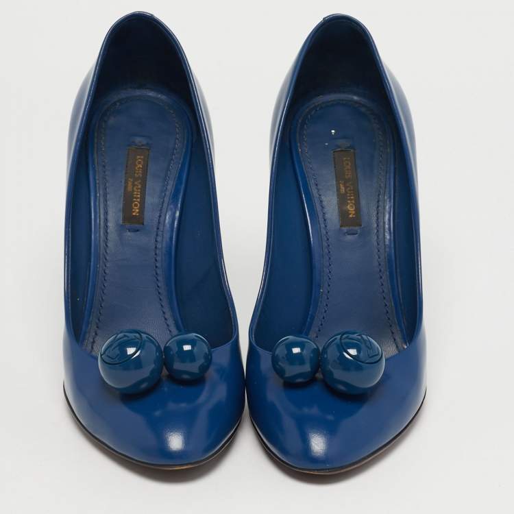 Pre Owned Louis Vuitton Blue Leather Betty Embellished Pumps Size 37.5