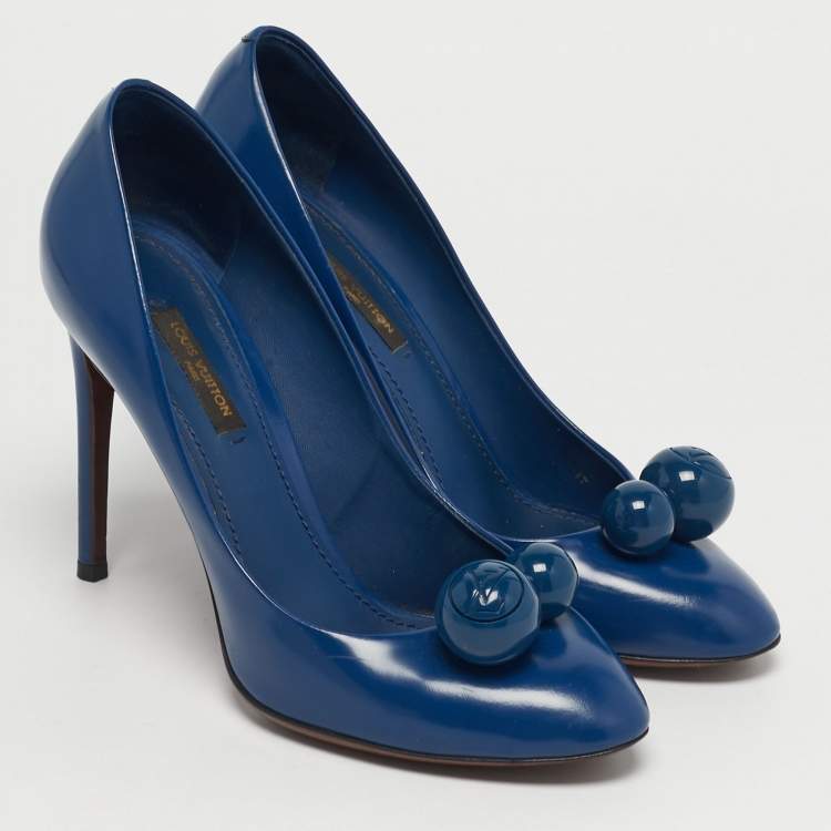 Pre Owned Louis Vuitton Blue Leather Betty Embellished Pumps Size 37.5