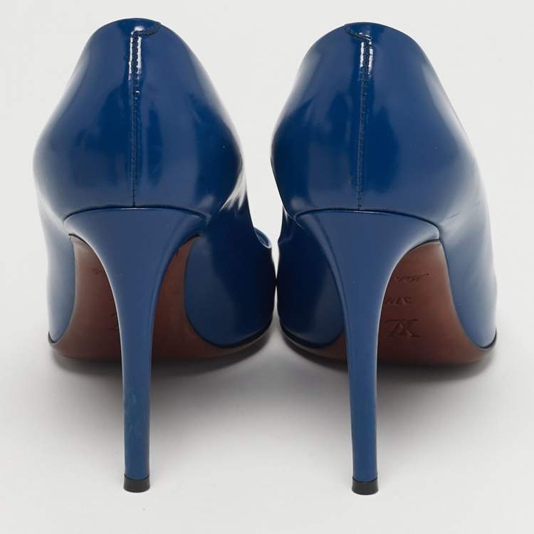 Pre Owned Louis Vuitton Blue Leather Betty Embellished Pumps Size 37.5