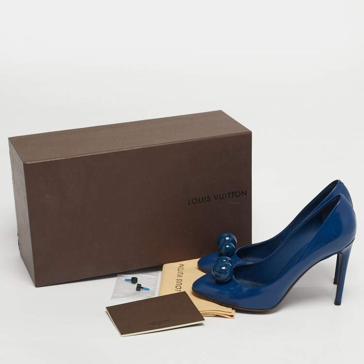 Pre Owned Louis Vuitton Blue Leather Betty Embellished Pumps Size 37.5