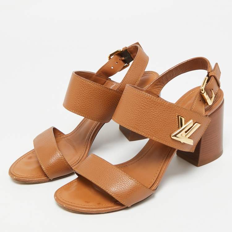 مملوكة مسبقًا Louis Vuitton Brown Leather Horizon Ankle Strap Sandals Size 39