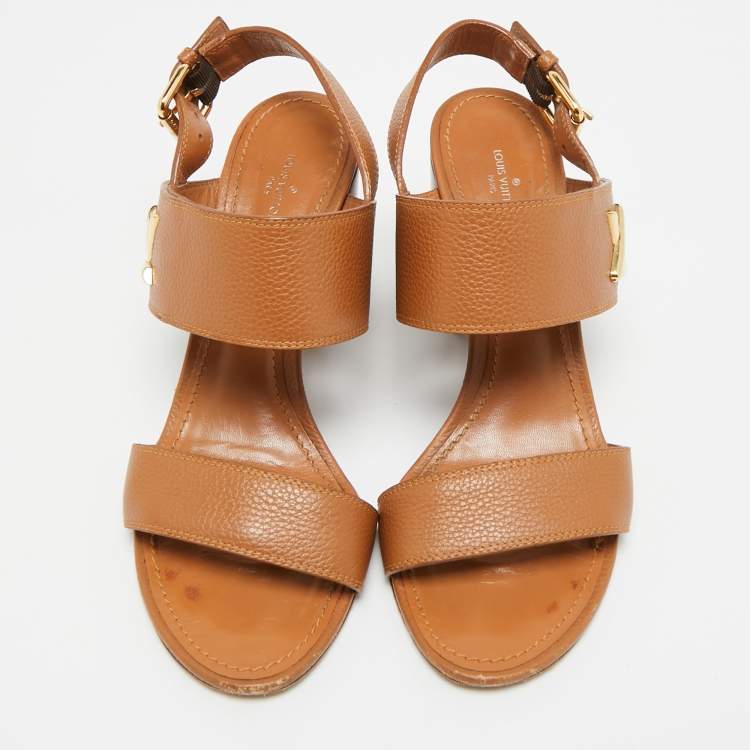 مملوكة مسبقً ا Louis Vuitton Brown Leather Horizon Ankle Strap Sandals Size 39