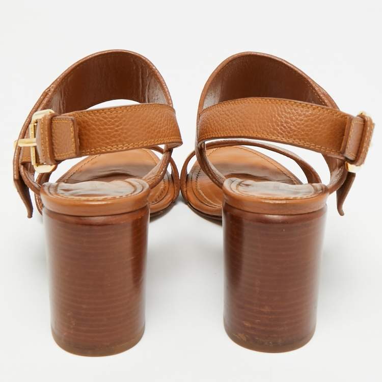 مملوكة مسبقًا Louis Vuitton Brown Leather Horizon Ankle Strap Sandals Size 39