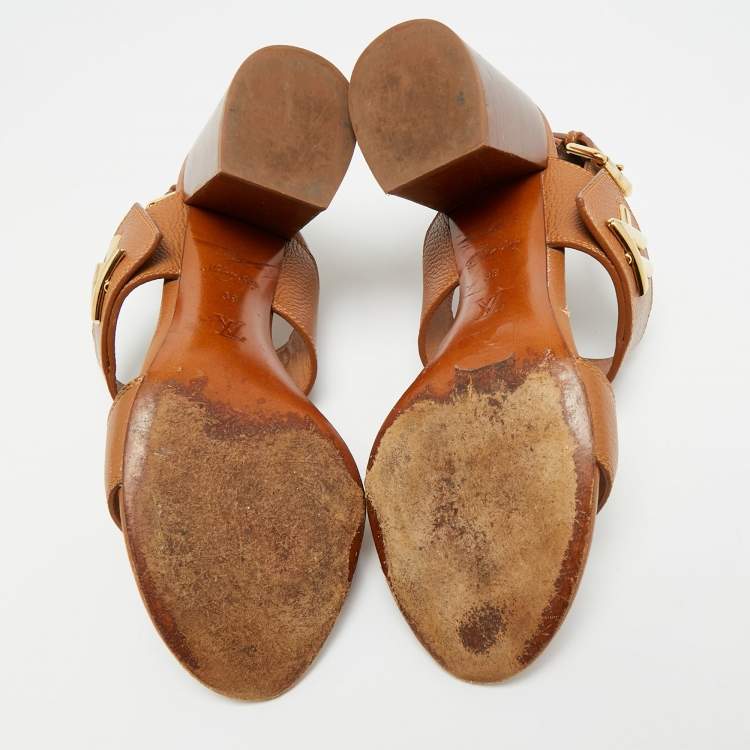 مملوكة مسبقًا Louis Vuitton Brown Leather Horizon Ankle Strap Sandals Size 39